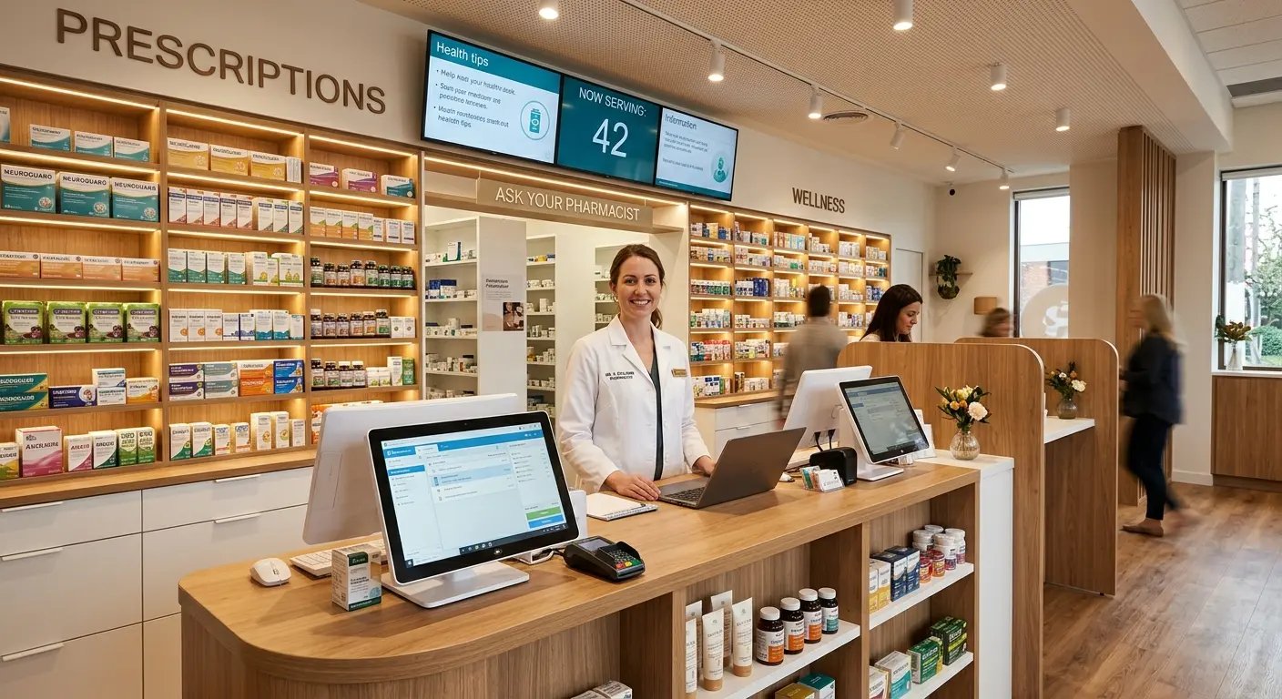 Modern pharmacy interior